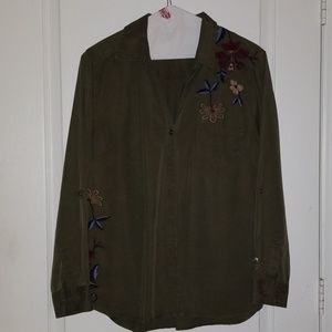 Style & co embroidered button down shirt